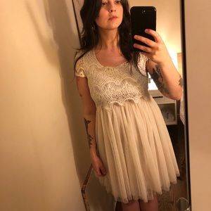 Ivory Lace and Tulle Babydoll Dress